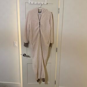 Cozy Hooded Sherpa Onesie - Cream